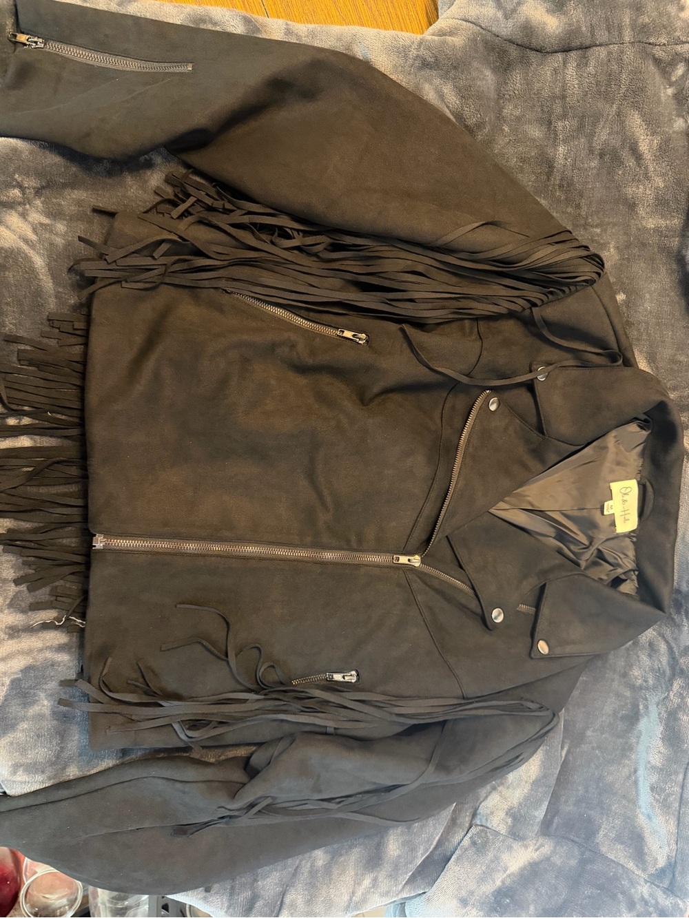 Oli & Hali Black Suede Fringe Jacket - Picture 8 of 8